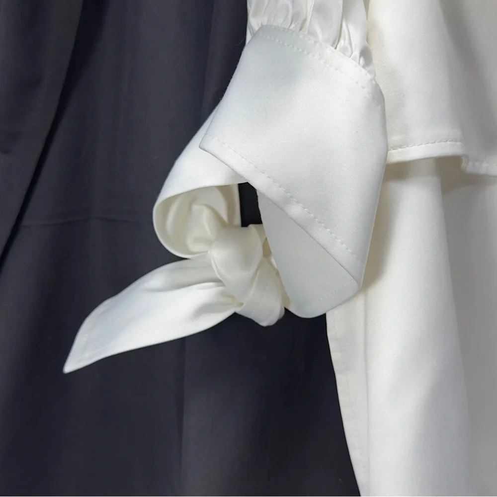 Vertigo Paris Cream Cropped Satin Bomber Jacket - Picture 11 of 16